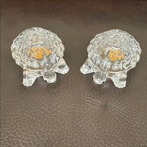 Vintage Lenox Turtle Salt & Pepper Shakers Made of Full Lead Crystal